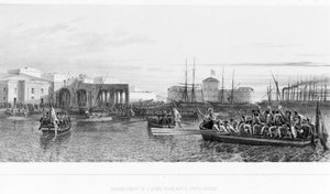 Landing of the French at Civitavecchia near Rome in 1849