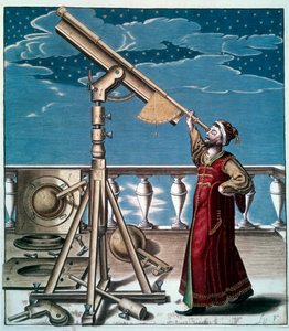 The Astronomer: A Man Watches the Stars in the Telescope. 17th Century. Paris, B.N.