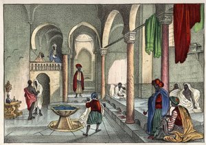 Le bain moure (public bath) in Algiers circa 1830. in 