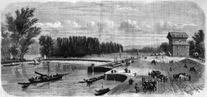 The dam of Suresnes - Engraving In Le Journal Illustrie by Unknown artist