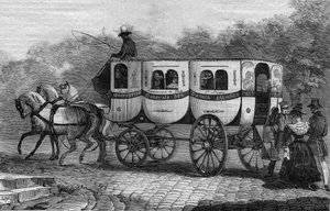Les Omnibus de Paris in the 19th century: la dame blanche - engraving from 1892
