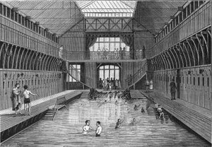 Les Bains Publics à Bon Marche de la Rue Chateau-Landon in Paris in 1884. in 