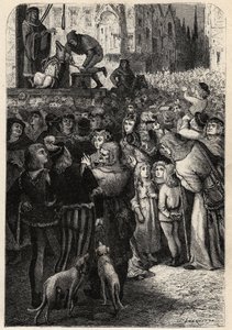 Animal Trials in the Middle Ages - Execution of the Infanticide Sow of Falaise - engraving from 