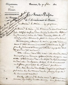 Letter from the sub-prefect of the Creuse (arrondissement of Boussac) to the mayor of Gouzon, 9 September 1822