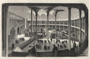 Interior of the emigrant depot of Castle Garden - New York State - Emigration Commission - Engraving in 