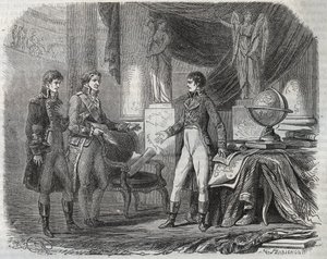 Lord Cornwallis (1738-1805) negotiating the Treaty of Amiens (1802) with Napoleon Bonaparte (1769-1821) - the Peace of Amiens, France - Treaty signed March 1802 which ended the Revolutionary Wars