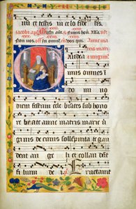 St. Anne Throned, Reading, the Virgin with Child Seated Before Her, Initial from an Antiphon, Late 15th Century