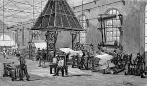 Machine for making continuous paper. 19th century engraving