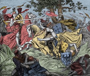 Manfred Killed in Battle - Battle of Benevent (26 February 1266): The death of Manfred I by Unknown artist