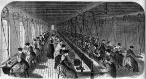 Manufacture of cemented pen: workers in a printing workshop in a Birmingham factory in 