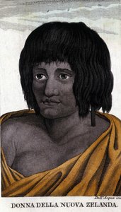 Maori woman from New Zealand. Engraving from the beginning of the 19th century by Unknown artist