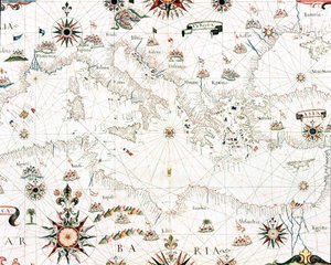 Map of the Mediterranean Sea and coastline (Detail) by Unknown artist