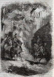 Marphise and the old woman meet Pinabel - engraving of 1851 from 