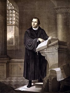 Martin Luther (1483 - 1546) reading in a church by Unknown artist