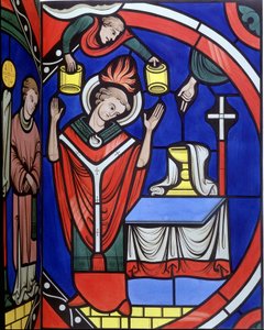 Mass. College simile of a stained glass window from the cathedral of Le Mans. 19th century tracing