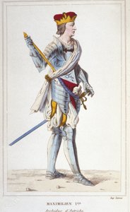 Maximilian I (of Habsburg). Archduke of Austria, King of the Romans and Germanic Emperor (1459 - 1519). Engraving from 1830 by Unknown artist