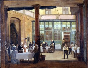 Milan, dining room of the Rebecchino hotel. 1830. Stendhal single and penniless lived in this hotel as well as in many others in Italy