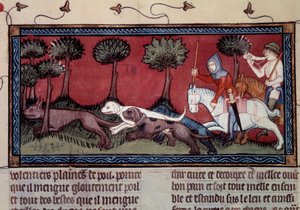 Miniature Fox Hunt from the Book of King Modus and Queen Ratio by Henri de Ferrieres by Unknown artist