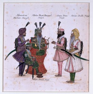 Moonshee Bishun Singh, Maha Raja Ranjeet Singh, Raja Dian Singh, Sirdar Dulla Singh