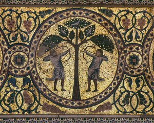 Mosaic of the royal hunt (close up) by Unknown