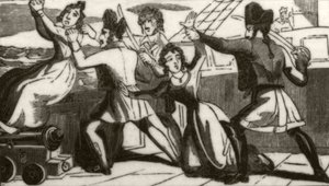 Mrs Glass and her daughter imploring the pirates to save their lives, c.1836 by Unknown artist