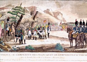 Napoleonic War: Napoleon I Meets Emperor Francois II After the Battle of Austerlitz on 2/12/1805 by Unknown artist