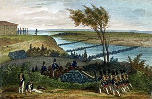 Napoleonic War: Russian Campaign. Passage of the River Niemen on 24/06/1812, Which Separates the Two Empires. Engraving of the 19th Century by Unknown artist