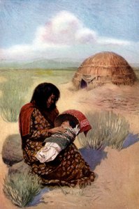 Native American Mother with Child from the Pima Tribe