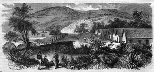 New Caledonia - the penitentiary of the island Nou - Engraving of 1870 by Unknown artist