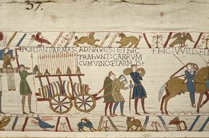 Normans pulling a cart loaded with wine and arms, Bayeux Tapestry
