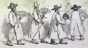 Notable of the village of Sbin Po (Kree) on a walk (late 19th century) by Unknown artist