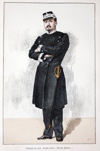 Officer of Peace, Small Second Empire Dress. Eau forte en couleurs, for illustration History of the corps des gardiens de la paix book published under the auspices of Louis Lepine, by Alfred Rey and Louis.