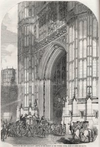 Opening of the New Parliament - Arrival of Her Majesty at the Victoria Tower, House of Lords 1852. by Unknown artist