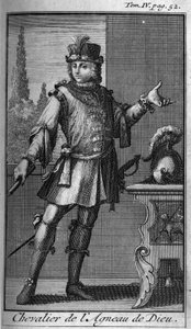 Orders of Chivalry. Knight of the Lamb of God. In "History of military orders or knights, of the secure and routine militias of both sexes, which have been established so far. Edition taken from Abbe Giustiniani, R.P.Bonani, M. Herman, Schoonebeek, R.P.H" by Unknown artist
