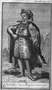 Orders of Chivalry. Knight of the dragon flips. In History of military orders or knights, of the secure and routine militias of both sexes, which have been established so far. Edition taken from Abbe Giustiniani, R.P.Bonani, M. Herman, Schoonebeek, R.P.