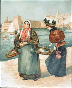 Oyster merchant - drawing by Dellepienne