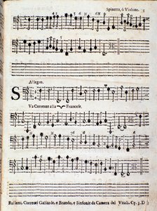 Page of musical score of Balletti, correnti alla francese opus 3 by Giovanni Battista Vitali by Unknown artist