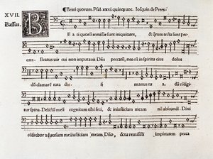 Page of Musical Score of Beati Quorum Psalm XIII by Willaert (1538) by Unknown artist