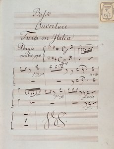 Page of musical score of the overture of The Turk in Italy by Gioacchino Rossini