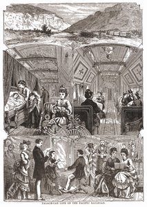 Palace-car life on the Pacific Railroad, engraving, 19th century