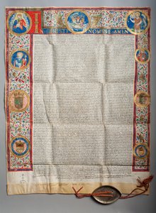 Papal Bull. Pope Paul III, Eucharistic. Parchment. Miniature Painting. 1535 by Unknown artist