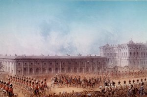Parade with Alexander II in Front of the Anetchkoff Palace in St. Petersburg in 1856