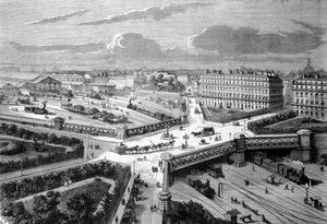 Paris, the new place of Europe on the western railways. 1868. Engraving of the 19th century