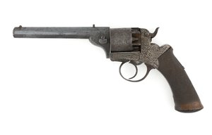 Percussion side-hammer revolver, possibly .38 inch calibre, c.1860s by Unknown artist