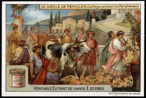 Pericles century (495-429 BC): cortege during panathenaic festival - Liebig chromolithography by Unknown artist