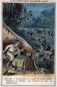 Pierre Savorgnan de Brazza, French explorer, on the banks of the Congo (1852-1905)