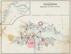 Plan of Sebastopol with Fortifications and Ramparts, Crimea by Unknown