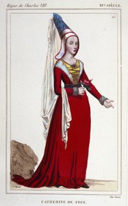 Portrait of Catherine de Navarre (or Catherine de Foix) 1468-1517, Queen of Navarre. Engraving from 1830 by Unknown artist