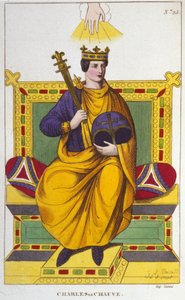 Portrait of Charles II the Bald, King of France (823 - 877) (engraving from 1830)