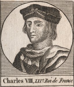 Portrait of Charles VIII (1470-1498) French King of the Valois Dynasty - Charles VIII (1470-98) King of France - engraving from Instruction sur l
